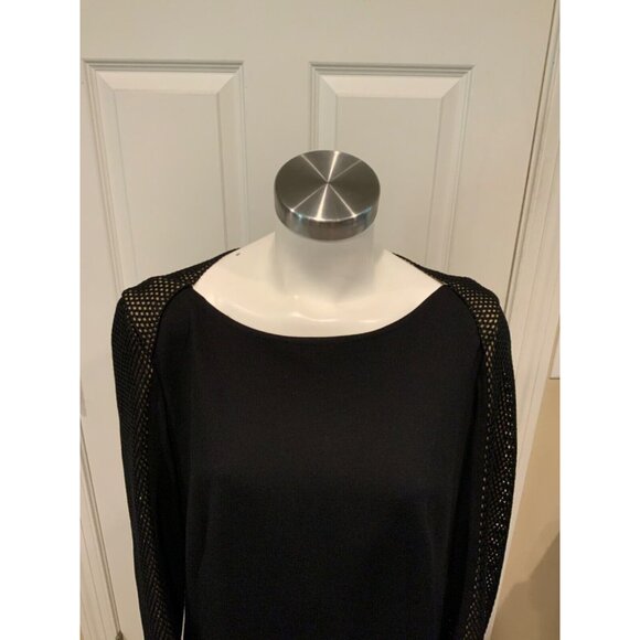 Akris Punto Black Long Mesh Sleeve Shift  Dress Size 12 - Picture 2 of 7